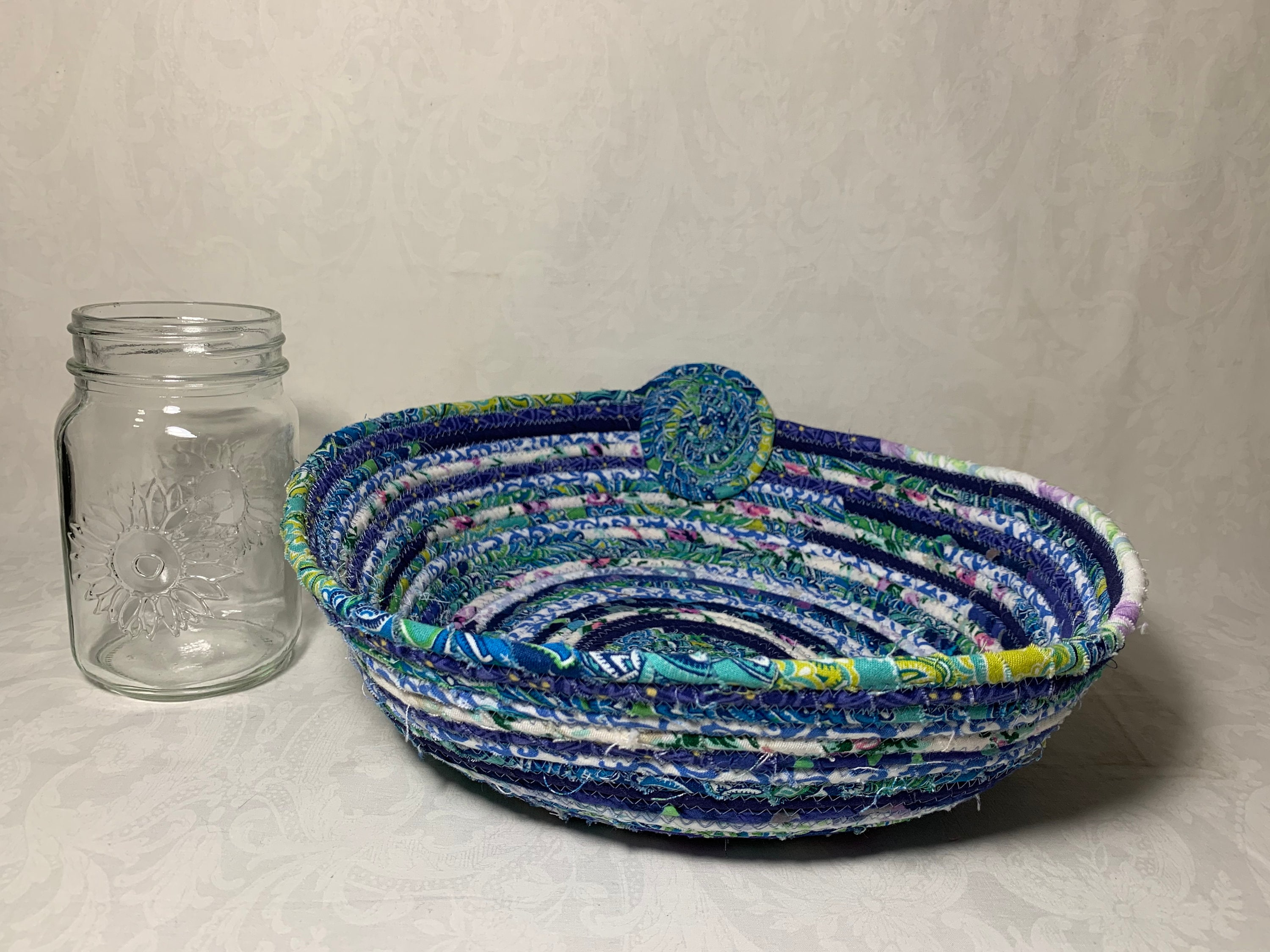 Large Fabric Wrapped Rope Bowl Etsy