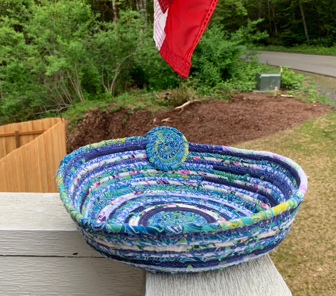 Large Fabric Wrapped Rope Bowl Etsy
