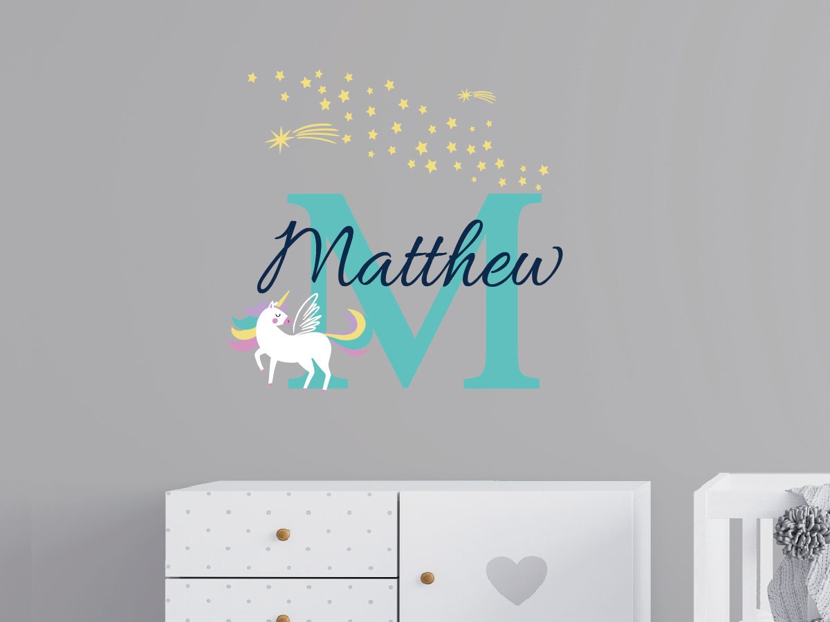 Unicorn Name Wall Decal/custom Name With Unicorn Etsy