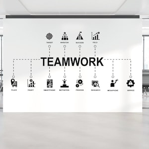 Office Team Work  Wall Decal -  Office Wall Vinyl Sticker-Office Wall Art-Large Office Wall Sticker