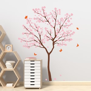Cherry Blossom Tree Wall Sticker, Blossom Tree Wall Decal, Tree Wall Art, Tree Wall Decor, Nursery Vinyl Wall Decal, Kids Room Wall Decor