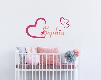 Girls name wall decal, Personalized name decal for girl, Custom girl name sticker, name sticker for crib wall decoration ,Name Wall Decal