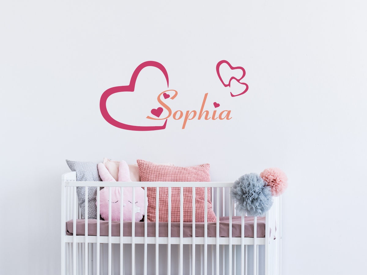 Girls name wall decal, Personalized name decal for girl, Custom girl name sticker, name sticker for crib wall decoration ,Name Wall Decal
