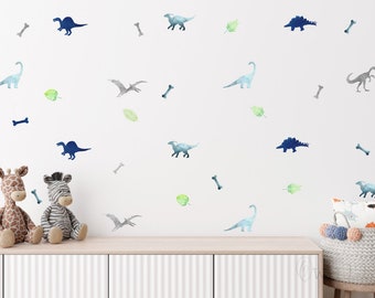 Custom Watercolor Dinosaur Vinyl Wall Decal, Nursery Kids Boys & Girls Dinosaur  Room Decor, Children's Dino Bedroom Decor