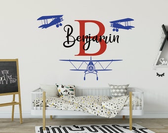 Personalized Airplane Name Wall Decal - Nursery Aircraft Decor