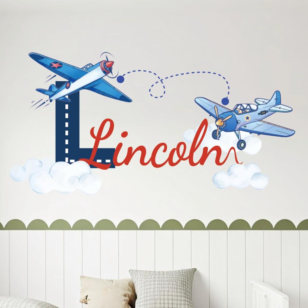Personalized Airplane Name Wall Decal: Baby Boy Nursery Decor - Etsy