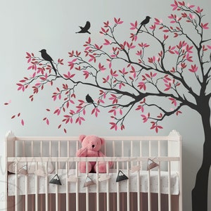 Blowing Tree Wall Decal, Cherry Blossom Tree Wall Decal, Tree Wall Art, Tree Wall Decor, Nursery Wall Vinyl Wall Decal, Kids Room Wall Decor image 3