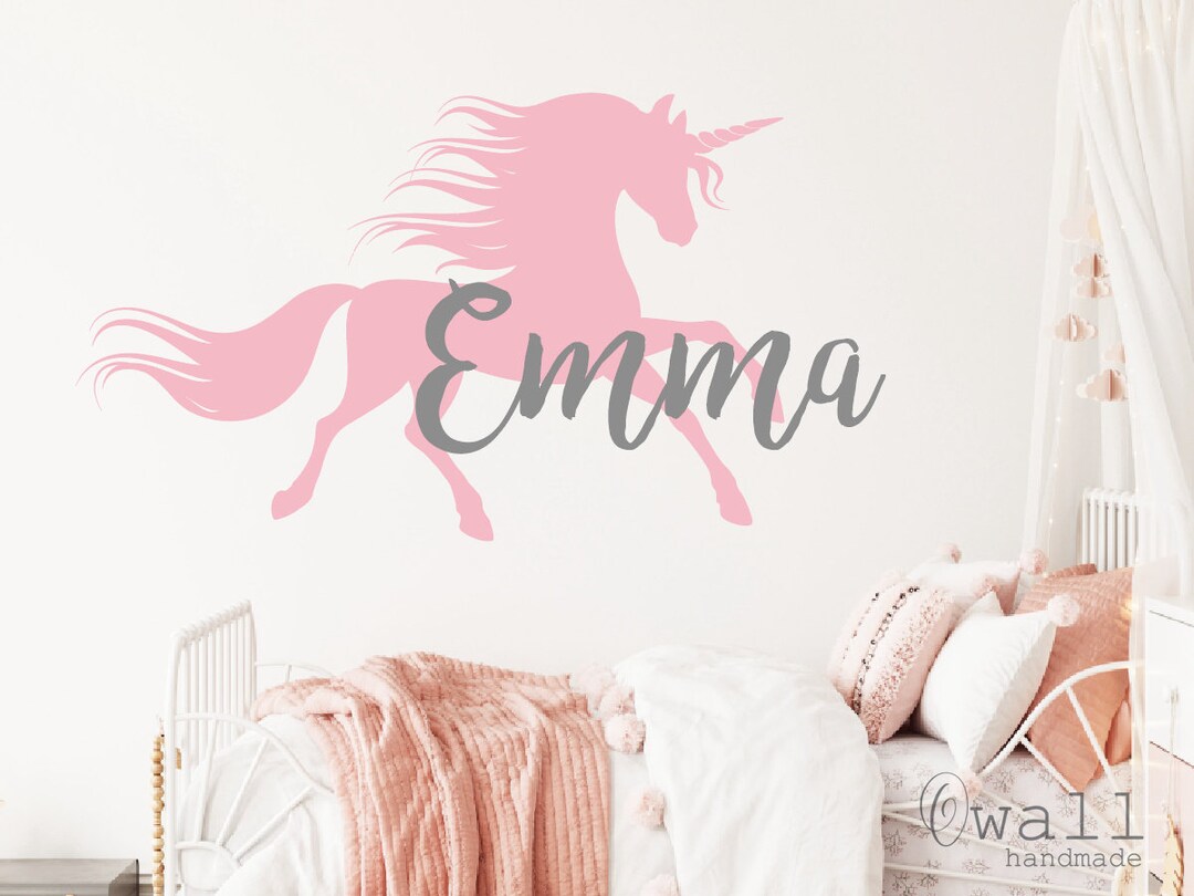 Unicorn Name Wall Decals Unicorn Decals for Wall Unicorn Etsy