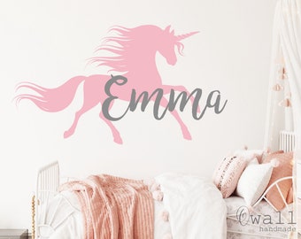 Unicorn Name Wall Decals- Unicorn Decals for Wall - Unicorn name Decorations - Unicorn Decor for Girls Bedroom - Nursery decor