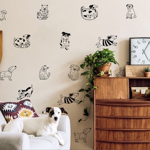 Sticker mural animaux chien mignon-autocollant pour chien-15 pièces chien motif sticker mural-autocollant pour chambre d'enfant-autocollant de chambre d'enfant-décoration d'intérieur-cadeau