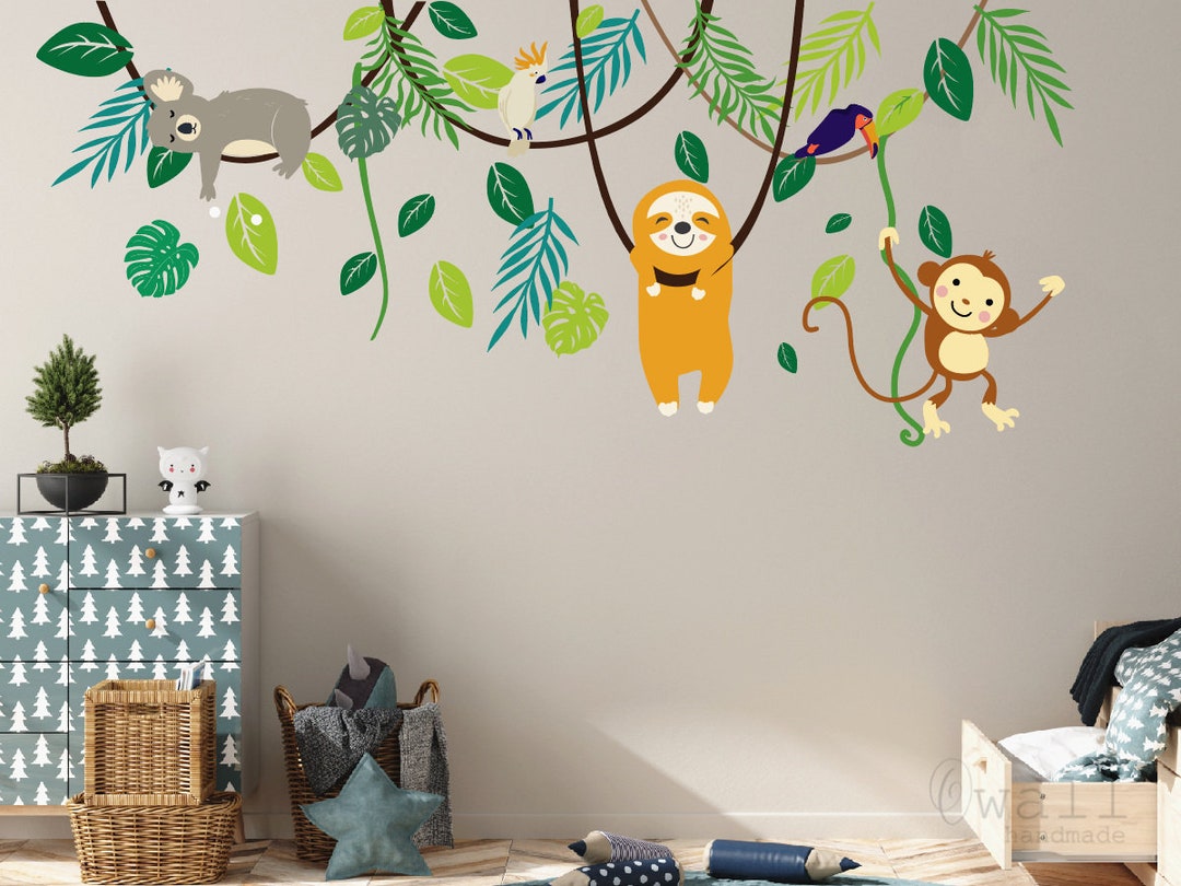 Jungle Animals Wall Decals,monkey,sloth,koala Wall Sticker,jungle