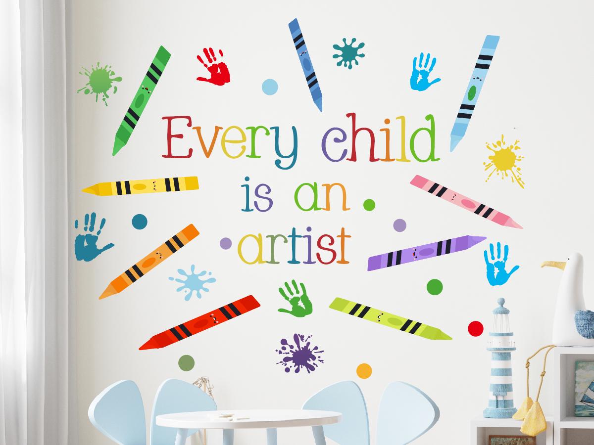 Watercolor Handprints Crayon Wall Decals: Kids' Classroom Decor - Etsy