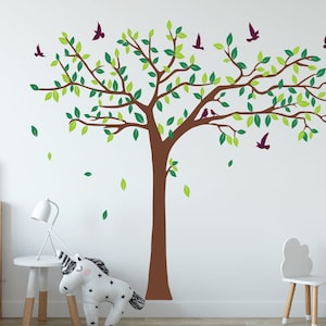 Blowing Tree Wall Decal, LargeTree  Decal, Tree Wall Art, Tree Wall Decor, Nursery Vinyl Decal, Kids Room Wall Decor,Bedroom Wall Decor
