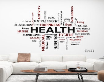 Vinyl Wall Decal Health Words Inspiring Quotes Medical Room Relax Spa Relaxation Stickers Clinic Wall Mural Large Decor