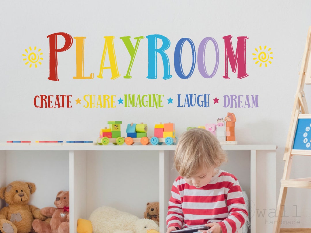 Play Room Inspirational Quotes Wall Decal, Nursery Playroom Sticker