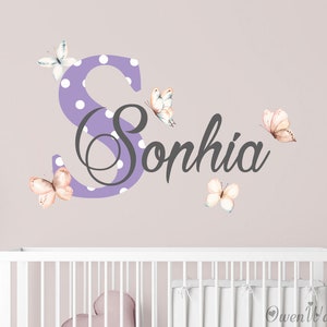 Butterfly With Name  wall Decal/Custom name with butterflies sticker/Personalized butterfly Wall Decal/Nursery  Name Decal/kids name sticker