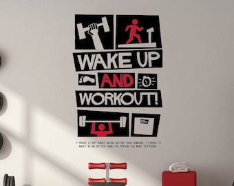 Gym Wall Decal: Inspiring Fitness Quote, Sports Room Decor