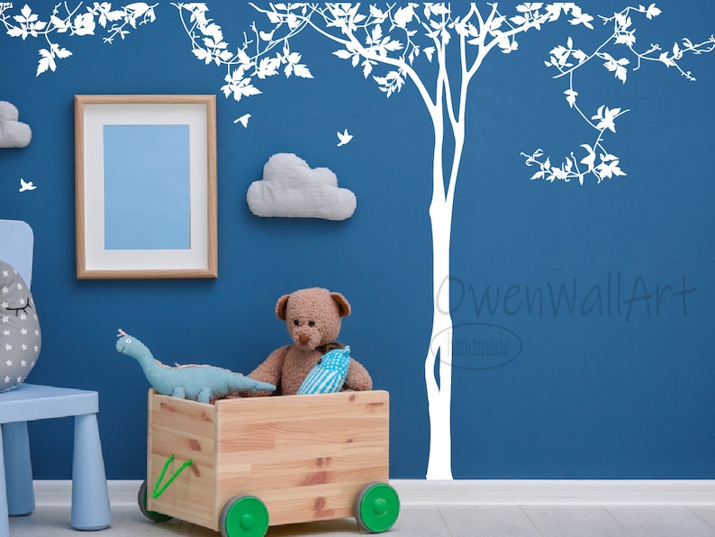 Tree Wall Decal, Vines Tree Wall Decal, Tree Decor For Bedroom Nursery Kids Room Wall Decor image 1