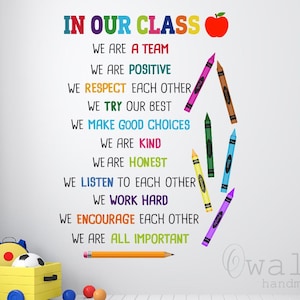 Classroom Rules Decal- Positive Wall Sticker for Classroom Decorations - Inspirational School Rules Sticker for School - Teacher Gift