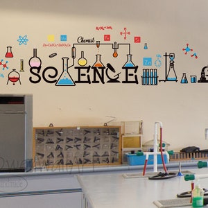 Science Vinyl Sticker Colorful Science Wall Art, Educational Wall Sticker For School, Classroom Wall Decor, Chemical Science Wall Sticker