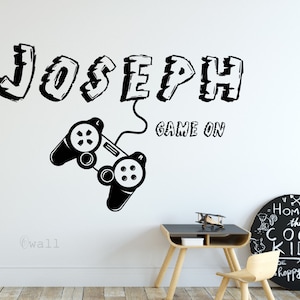 Gaming controller vinyl sticker with personalized name wall art