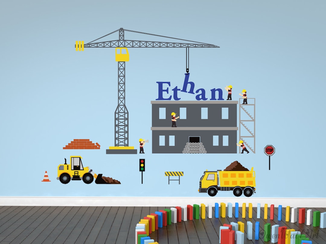 City Construction Baby Boy Wall Decals Truck Car Excavator Decorative