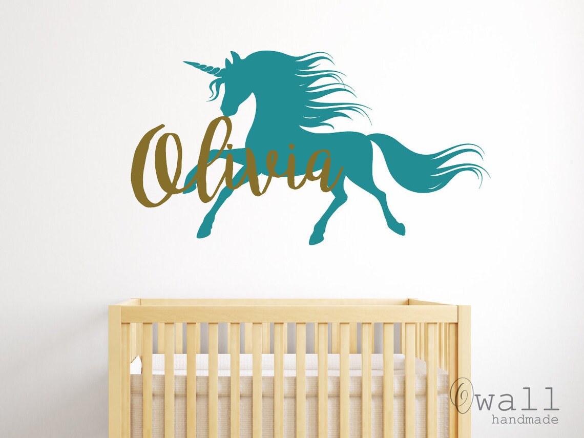 Unicorn Name Wall Decals Unicorn Decals for Wall Unicorn Etsy
