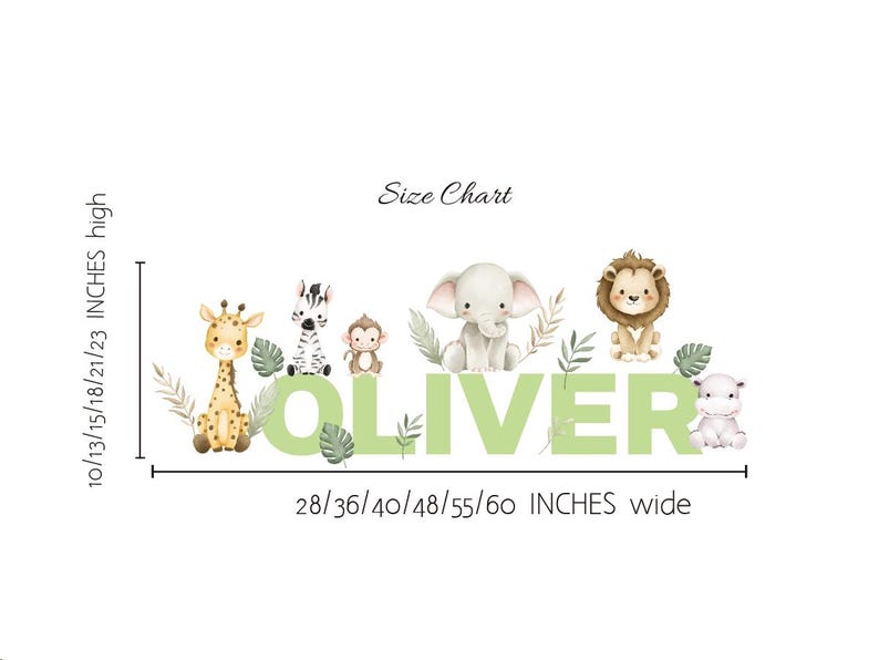 Personalized Watercolor Jungle Animal Wall Decals: Safari Nursery Decor ...