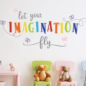 Inspirational Quotes Wall Decal, Nursery Playroom Sticker, Kids Room Decoration,Nursery room door decor,play room wall decor, Art room Decal