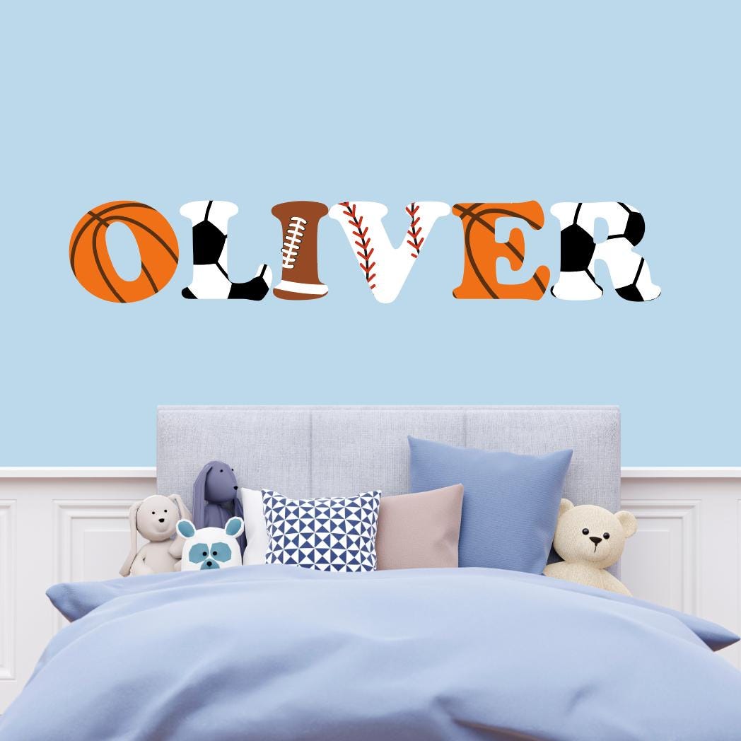 Personalized Name With Initial and Sports Balls Design Wall Decal I ...