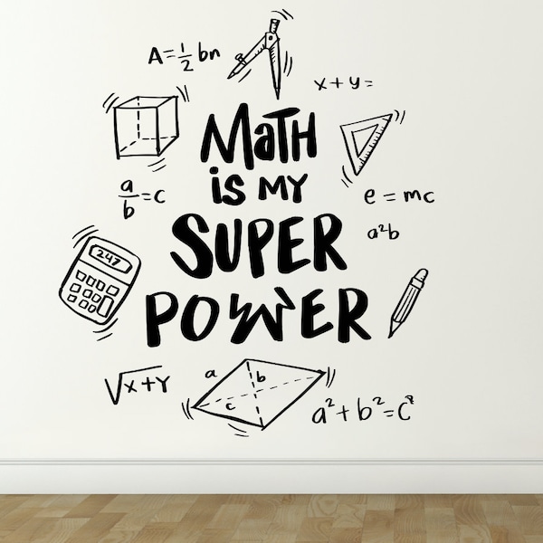 La matematica è il mio super potere Wall Sticker, Science Wall Art For School, Classroom Wall Decor-Mathematical Wall Stikcer - Decorazione murale dell'aula