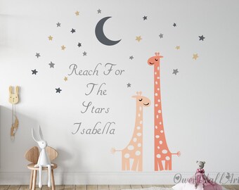 Giraffe Nursery Wall Decal: Custom Name & Quotes, Kids Room Decor