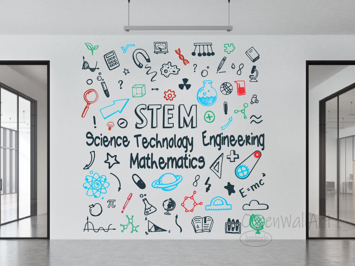 STEM Wall Decal: Science, Technology, Engineering, Math Classroom Decor ...