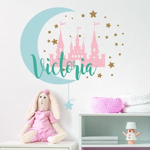 Castle  Name Decal, Girl Name Decal, Crib Wall Decor ,Girls name With Castle  Decal, Nursery Wall Decor