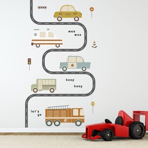 Kids city cars sticker, Cartoon fire truck decals, Ambulance, Police car, Bus, Taxi Wall ArtNursery