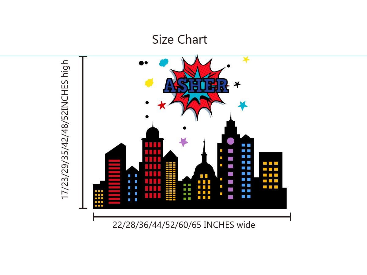 Custom Name City Skyline Wall Decals: Hero Building Nursery Decor - Etsy