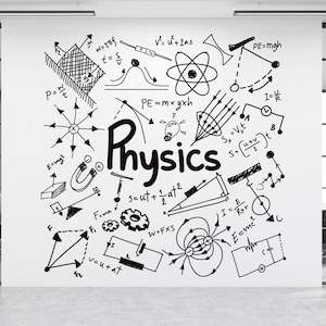 Graffiti Doodle Physics Wall Sticker, Physics Wall Art  For School ,Classroom Wall Decor-PhysicsWall Stikcer - Classroom wall decor
