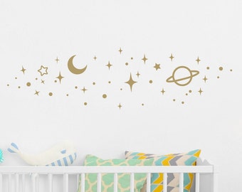 Calcomanías de pared de luna y estrellas: decoración para habitación infantil