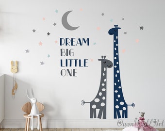 Giraffe with Quotes Wall Decal: Nursery Kids Room Decor