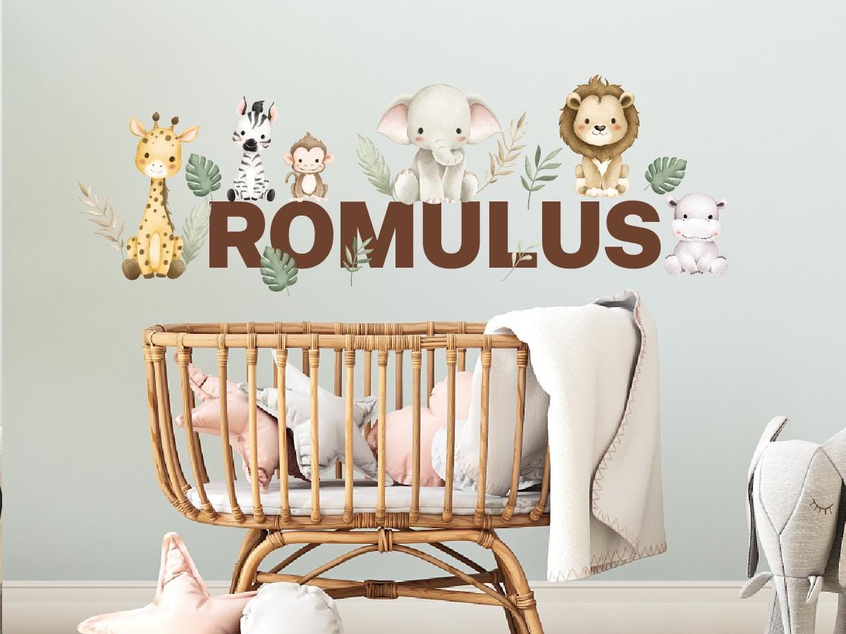 Personalized Watercolor Jungle Animal Wall Decals: Safari Nursery Decor ...