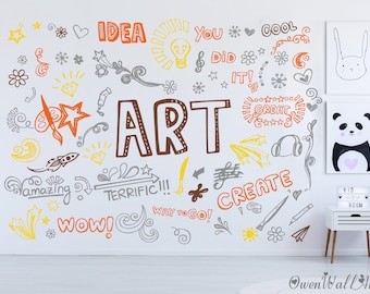 Graffiti Doodle Art Wall Sticker: Classroom Decor