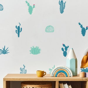 Colorful Cactus Wall Decal Stickers, Plant Wall Stickers, Peel and Stick Cactus Wall Decals  for Kids Room Playroom  Nursery Wall Decoration