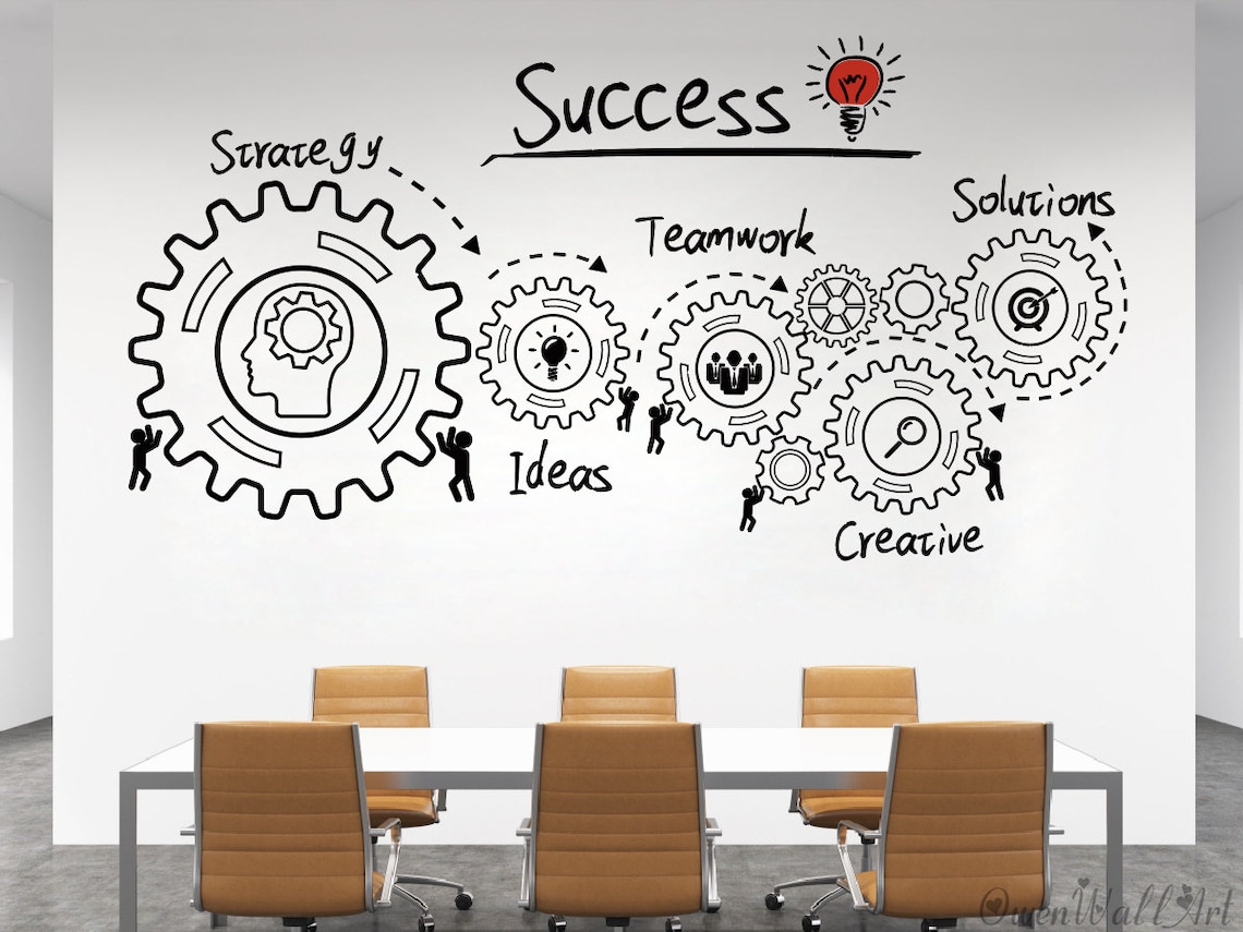 Gear Sucess Team Work Wall Decaloffice Wall Stickeroffice Etsy