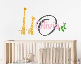 Custom Giraffe Name Initial Wall Decal - Nursery Decor