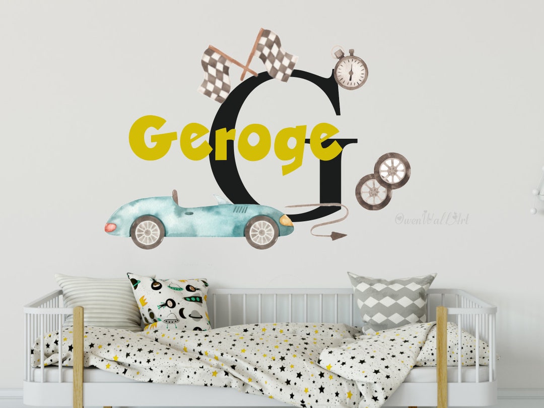 Personalized Racing Car Wall Decal: Custom Name Nursery Decor - Etsy