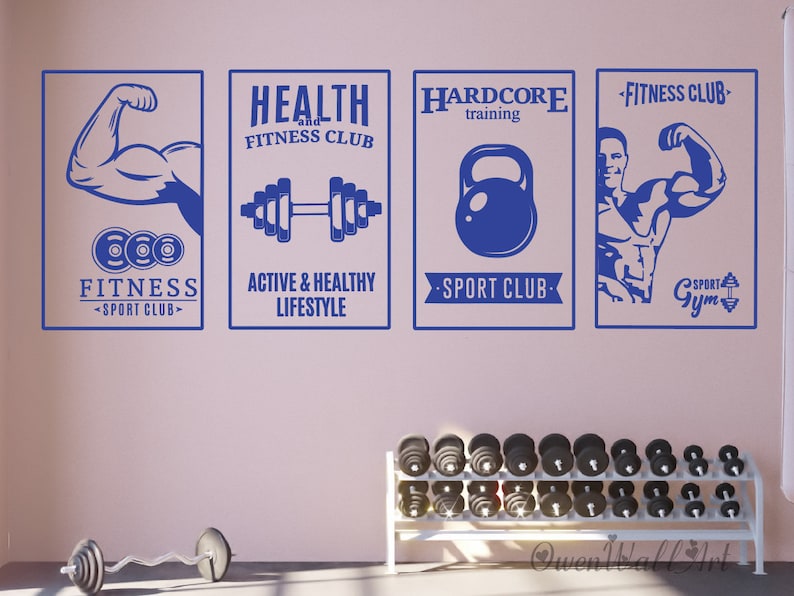 Installing Fitness Gym Wall Stickers Inspiration Quotes for Etsy