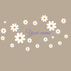 Flower Daisy  With Personalized Name wall Decal/Custom name flower sticker/Personalized Girls Name Wall Decal/Nursery  Name Decal