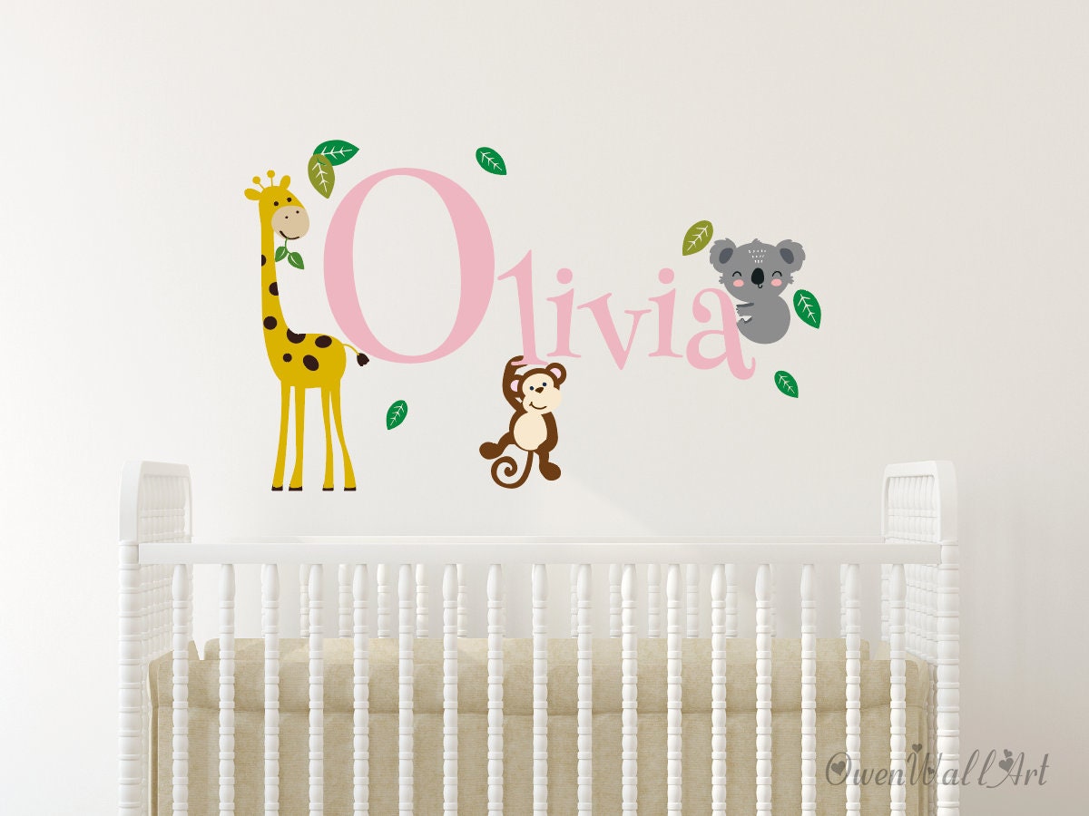 Giraffe With Personalized Name Wall Decalkoala Bear Vinyl Etsy