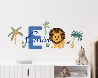 Lion Personalized Name Decal, Kids Room Wall Art, Removable Vinyl Sticker, for Nursery & Playrooms