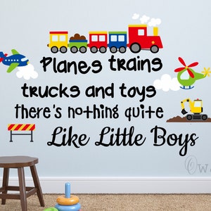 Custom Boy Room Wall Decal,Inspiring Quotes truck decal,Nursery room cute decal, Little Train Trucks  Inspirational Home Vinyl Wall Decals
